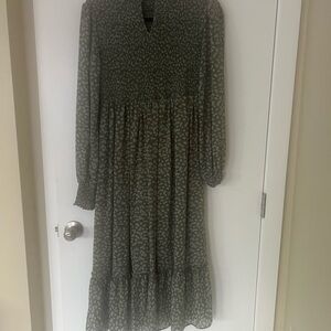 in Loom Olive Floral Smocked Dress